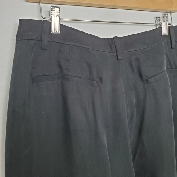 J. Crew NWT Drapey Cupro Blend Trouser Size 10 Black Satin BI237 Wide Leg Flat - Picture 5 of 13